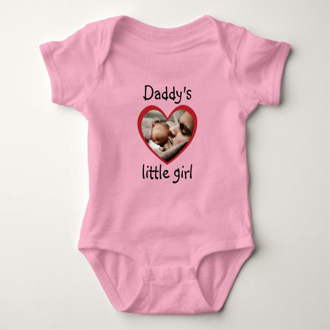 Daddy's little girl custom heart shaped photo baby bodysuit (Front)