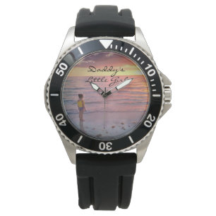 Daddys Little Girl Script Fathers Day Black Custom Watch