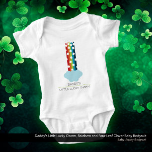 Daddy's Little Lucky Charm Rainbow 4-Leaf Clover Baby Bodysuit