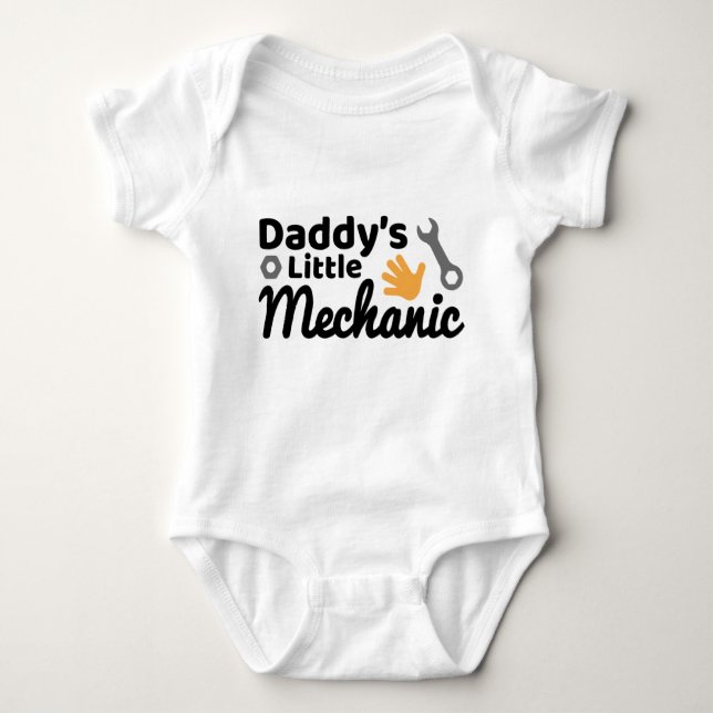 Daddy's Little Mechanic Baby Bodysuit (Front)