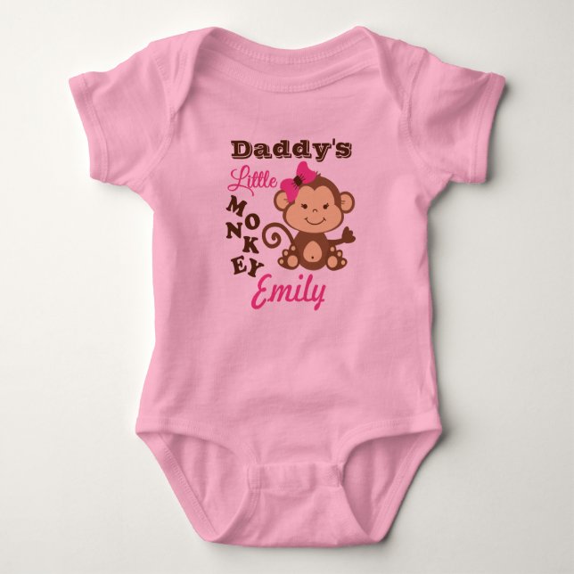 Daddy's Little Monkey Pink Bodysuit with Tutu (Front)