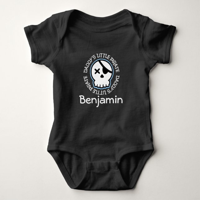 Daddys Little Pirate Skull Personalised T-shirt Baby Bodysuit (Front)
