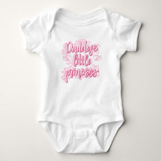 Daddy's Little Princess Pink Girl Baby Bodysuit (Front)