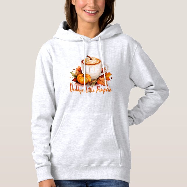 Daddy's Little Pumpkin Cosy Fall Coffee & Leaves Hoodie (Front)