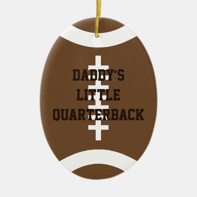 Daddy's Little Quarterback Vertical Photo Ceramic Tree Decoration (Front)