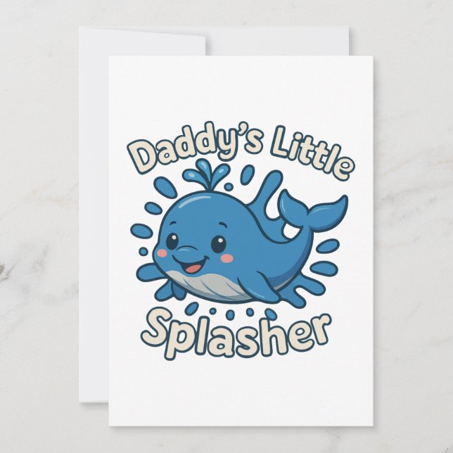 Daddy's Little Splasher Cute Baby Whale Invitation (Front)