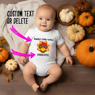 🦃 Daddy's little turkey with any name Baby Bodysuit