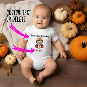 🦃 Daddy's little turkey with any name Baby Bodysuit
