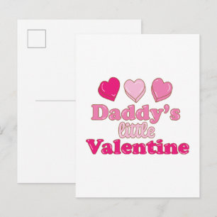 Daddy's Little Valentine design with hearts Invitation Postcard