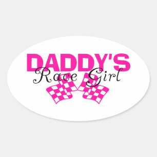 Daddy's Race Girl Oval Sticker