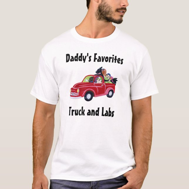 Daddy's Red Truck and Labradors T-Shirt (Front)