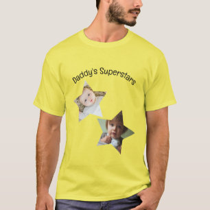 Daddy's Superstars Personalised Two Photo Text T-Shirt