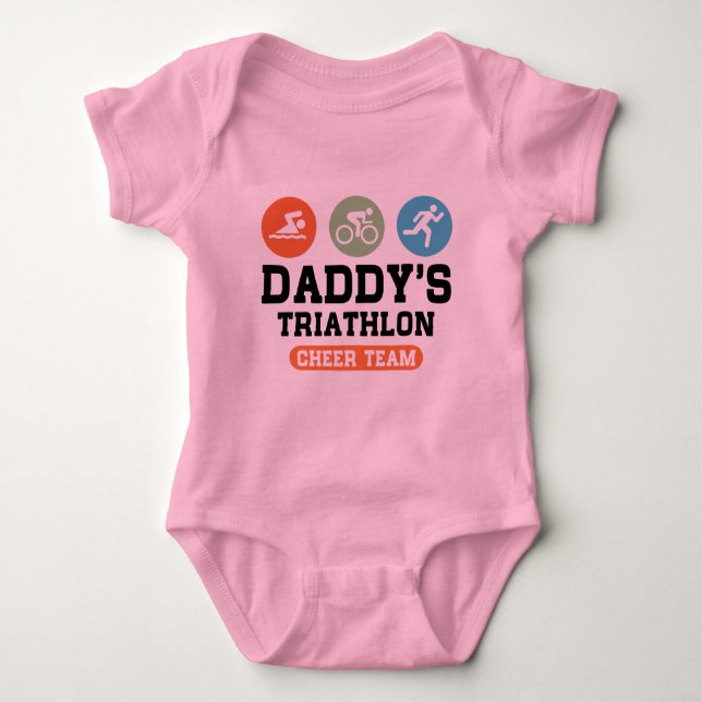 Daddy's Triathlon Cheer Team Baby Bodysuit (Front)