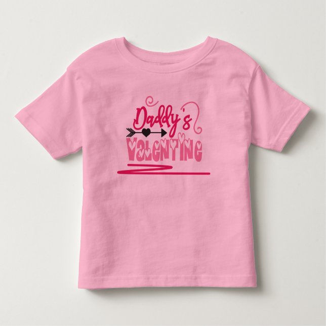 Daddy's Valentine Pink Heart 1st Valentines Day Toddler T-Shirt (Front)