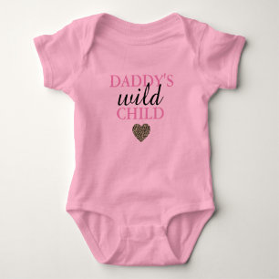 Daddy's Wild Child Leopard and Pink Baby Bodysuit