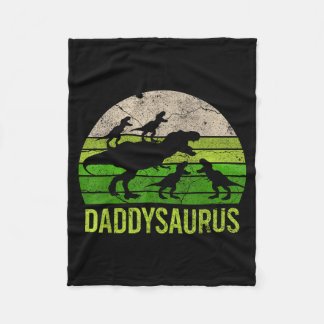 Daddysaurus 4 Four Kids Vintage Christmas Gift Fat Fleece Blanket