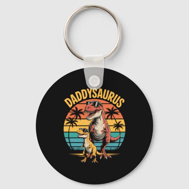 Daddysaurus Dinosaur Summer Fathers Day Key Ring (Front)