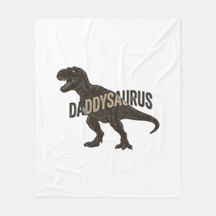 Daddysaurus Dinosaur Vintage Engraving Shirt Desig Fleece Blanket