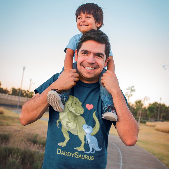 DaddySaurus Green T-Rex & Blue Baby Boy Dinosaurs T-Shirt (Creator Uploaded)
