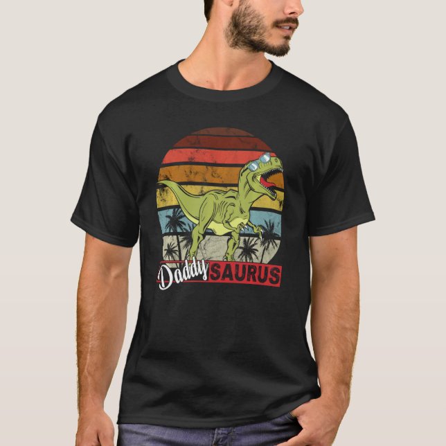 Daddysaurus Rex Dinosaur Daddy Saurus Birthday Vin T-Shirt (Front)