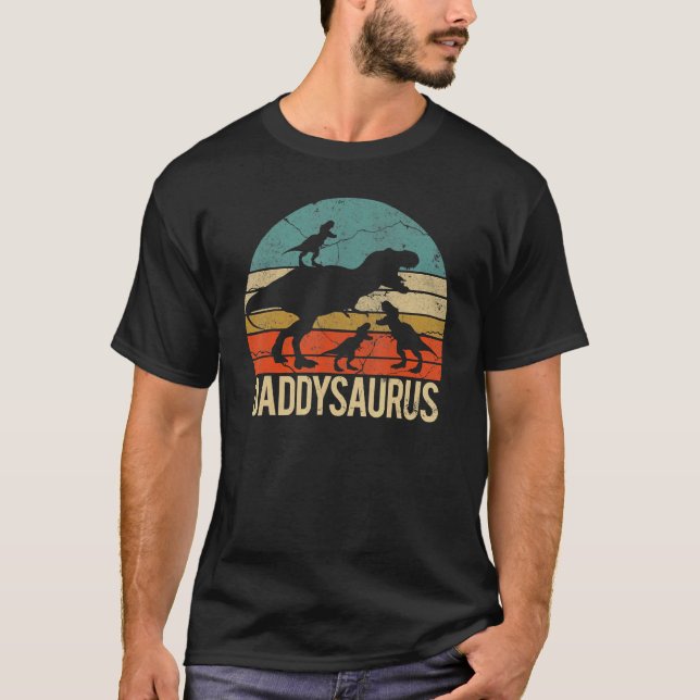 Daddysaurus Rex  Rainbow Daddy Saurus Family Match T-Shirt (Front)