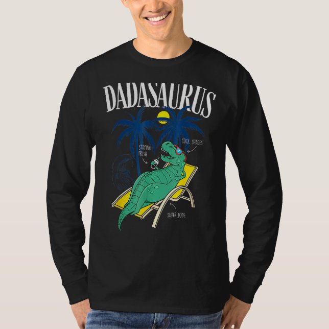 Daddysaurus Rex Summer Vacation  Daddysaurus T-Shirt (Front)