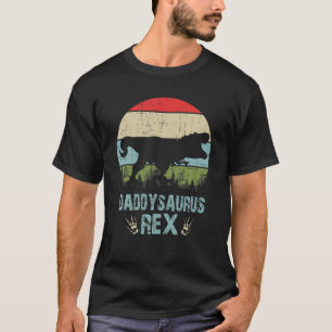 Daddysaurus Rex Trex Sunset Dinosaur Father's Day T-Shirt