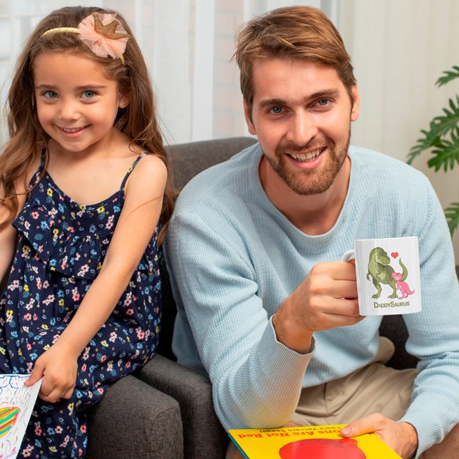 DaddySaurus T-Rex and Baby Girl Dinosaurs Coffee Mug (Creator Uploaded)