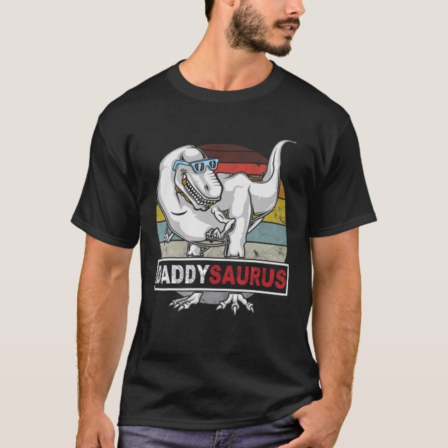 DADDYSAURUS T Rex Dinosaur Daddy Saurus Birthday V T-Shirt (Front)