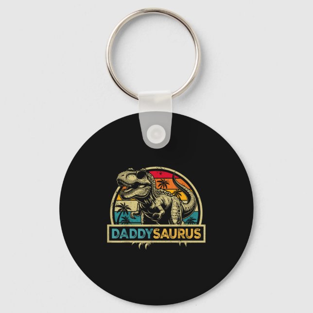 Daddysaurus T Rex Dinosaur Daddy Saurus Family Mat Key Ring (Front)