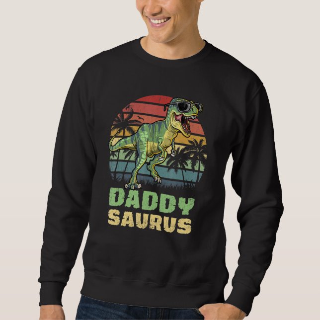 Daddysaurus T Rex Dinosaur Daddy Saurus Family Mat Sweatshirt (Front)