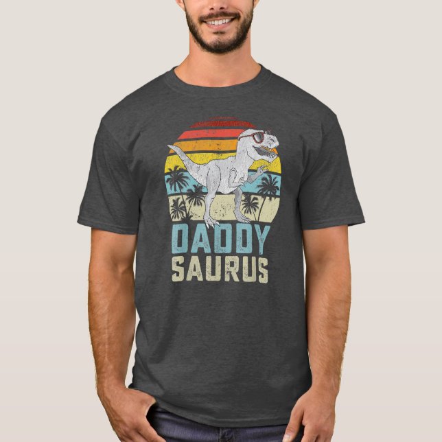 Daddysaurus T Rex Dinosaur Daddy Saurus Family T-Shirt (Front)