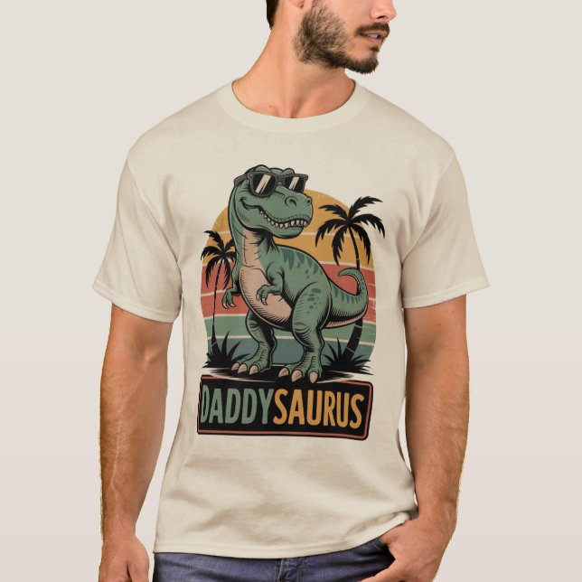 Daddysaurus T-Rex – Funny Retro Dad Dinosaur T-Shirt (Front)
