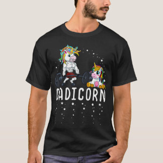 Dadicorn Unicorn Dad Fitness Gym Weightlifting Bir T-Shirt