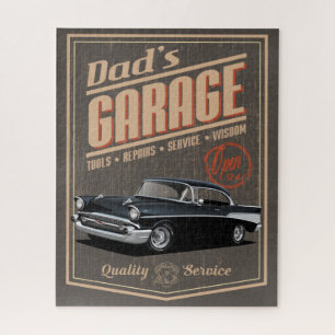 Dad's 1957 Black Chevy Garage Jigsaw Puzzle