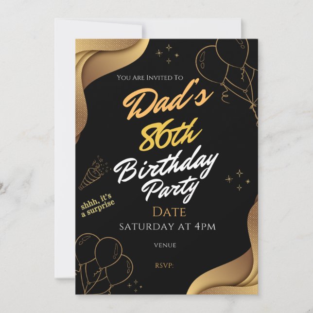Dad's 86th Birthday Party Invitation Surprise (Front)