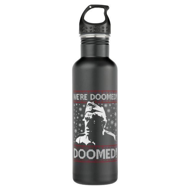 Dads Army We're Doomed Christmas Knit Pattern 710 Ml Water Bottle (Front)