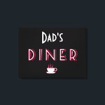 Dad's Art Deco Diner Sign<br><div class="desc">Dad's Art Deco Diner Sign Personalise this sign with any name! This Diner sign in white, red and black is a perfect accessory for your stylish house. The coffee cup adds a warm touch. Art Deco was a pastiche of many different styles, sometimes contradictory, united by a desire to be...</div>