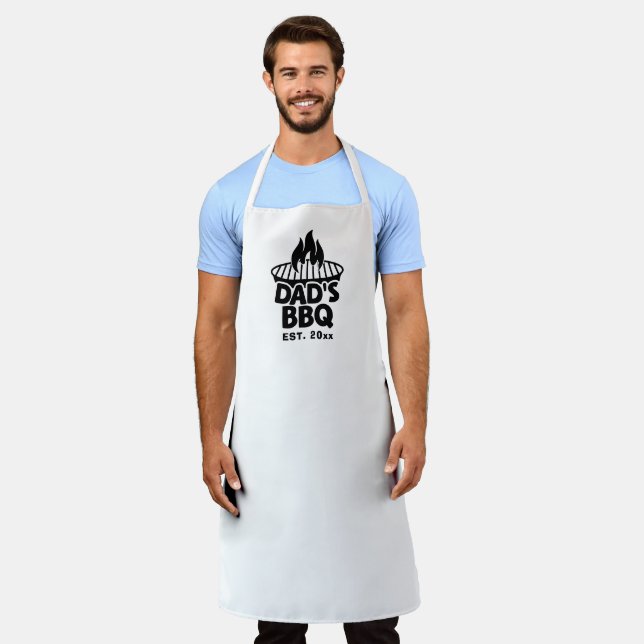 Dad's BBQ Grill Logo White Apron (Worn)