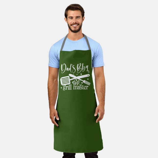 Dad's BBQ Grill Master Green Father's Day Gift  Apron (Worn)