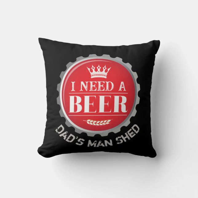 Dad's Beer Themed Man Cave Beer Bottle Cap Cushion (Front)
