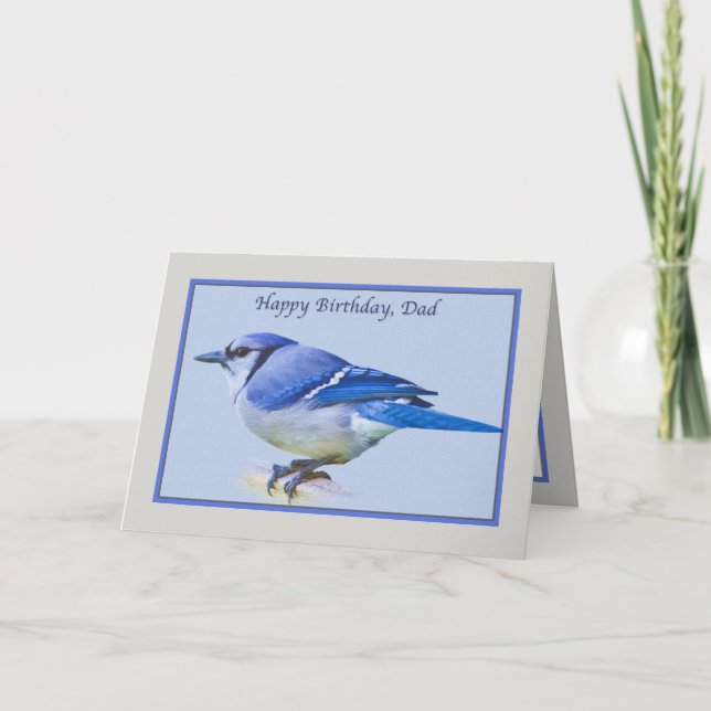 Dad's Birthday Card with Blue Jay Bird (Front)