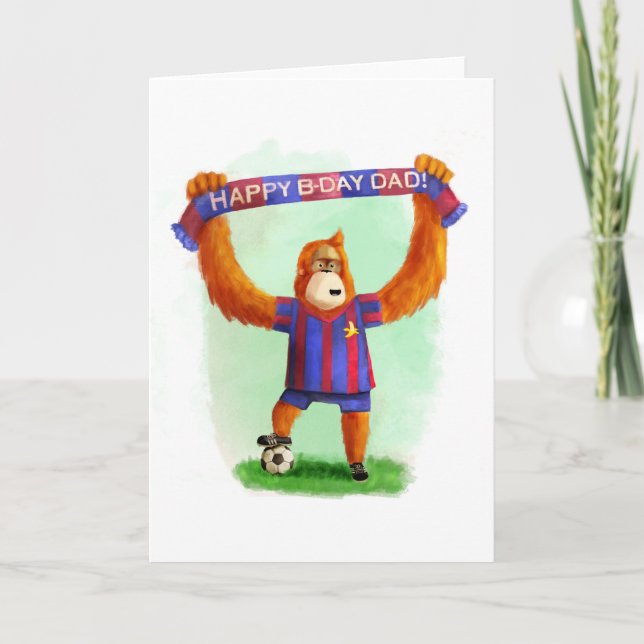 Dad's Birthday Football Orangutan Card (Front)