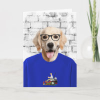dad's birthday golden retriever in t-shirt