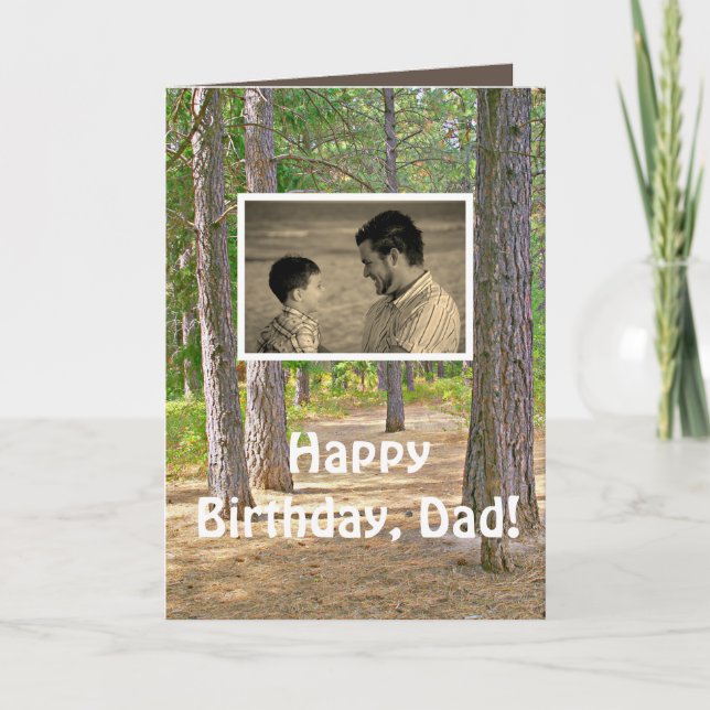 Dad's Birthday, Rustic, Forest Hiking Photo Card (Front)