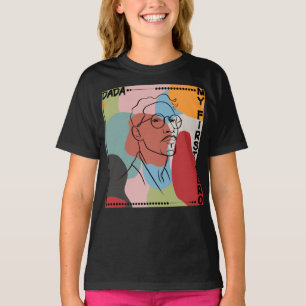 Dad's Black Line art Drawing on colourful shapes T-Shirt
