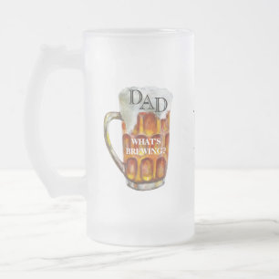 Dad's Custom Monogram Name on Back Frosted  Frosted Glass Beer Mug