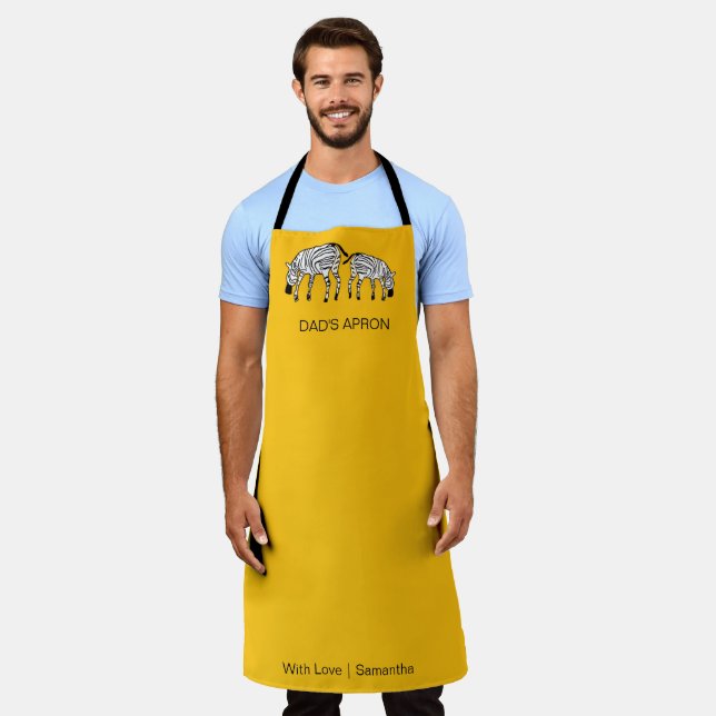 Dad's Cute and Happy Kenyan Zebras  Apron (Worn)