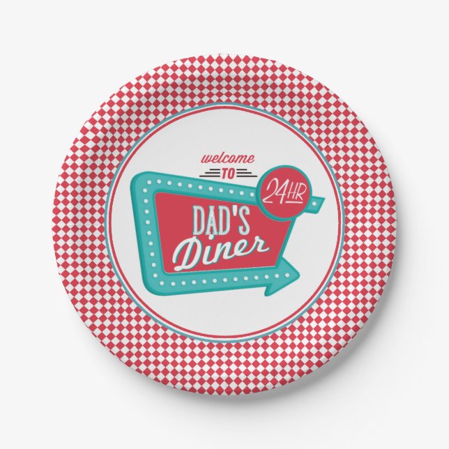 Dad's Diner Paper Plates - Retro Father's Day (Front)