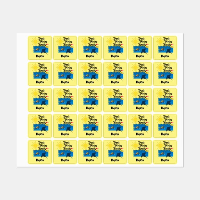 Dads Diving Buddy Design - Small Square Clothing L (Sheet)